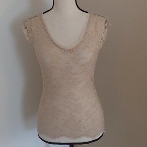 Express | Sheer Lace Scoop Neck Tank